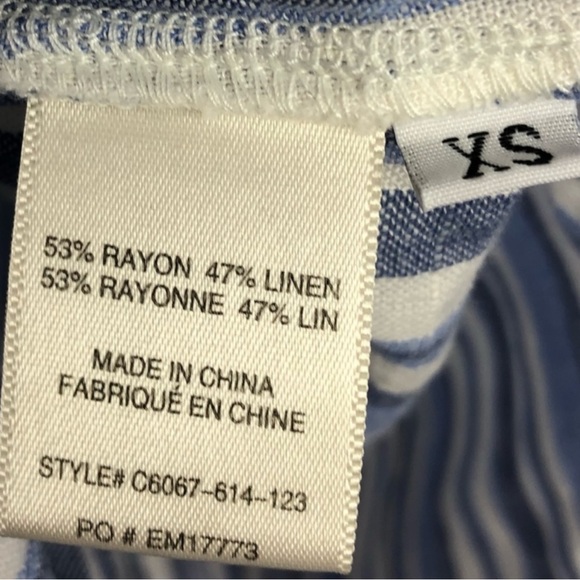 CLOTH & STONE Linen Blend Shirt Dress w/ Raw Hem in Blue/White Stripe Size XS - Picture 8 of 9